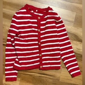 Amazon Red and White Striped Cardigan